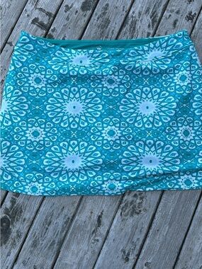 Teal & Aqua Geometric Floral Skort